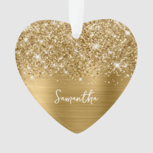 Ornamento Brilho Dourado Glam Nome Foto