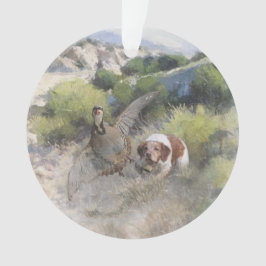Ornamento Brittany Spaniel caçando partucho chukar, Art