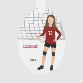 Ornamento Brunette de Voleibol Feminino Vermelho e Negro