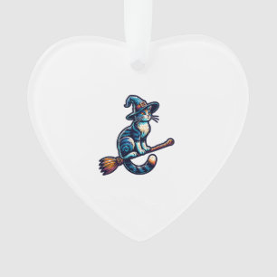 Ornamento Bruxo do Gato Halloween Bruxa Mística Amantes de G