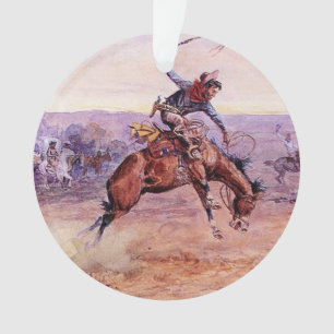 Ornamento "Bucking Bronco" Cowboy Art de Charles Russell