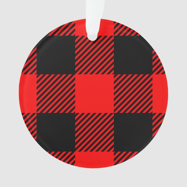 Ornamento Buffalo Check Red and Black Lumberjack Xadrez Deco (Frente)