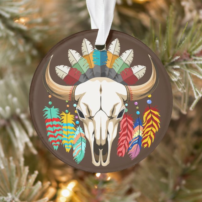 Ornamento Buffalo Skull Native American Emblem (Árvore)