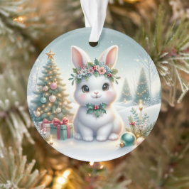 Ornamento Bunny with Holly Crown & Candle Glow