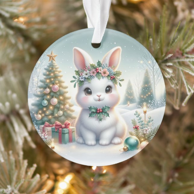 Ornamento Bunny with Holly Crown & Candle Glow (Árvore)