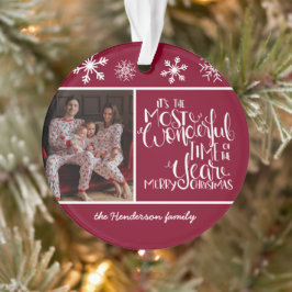 Ornamento Burgundy Snowflake Maravilhosa Hora do Ano