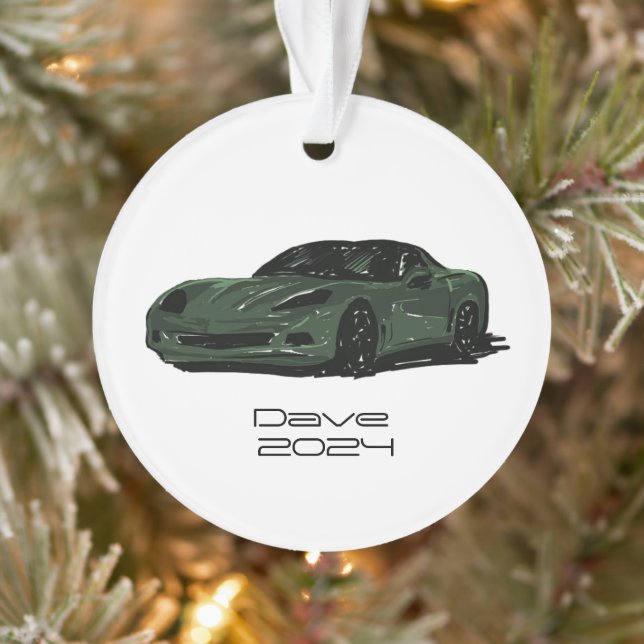 Ornamento C6 Corvette Sports Car - Desenho Verde (Árvore)