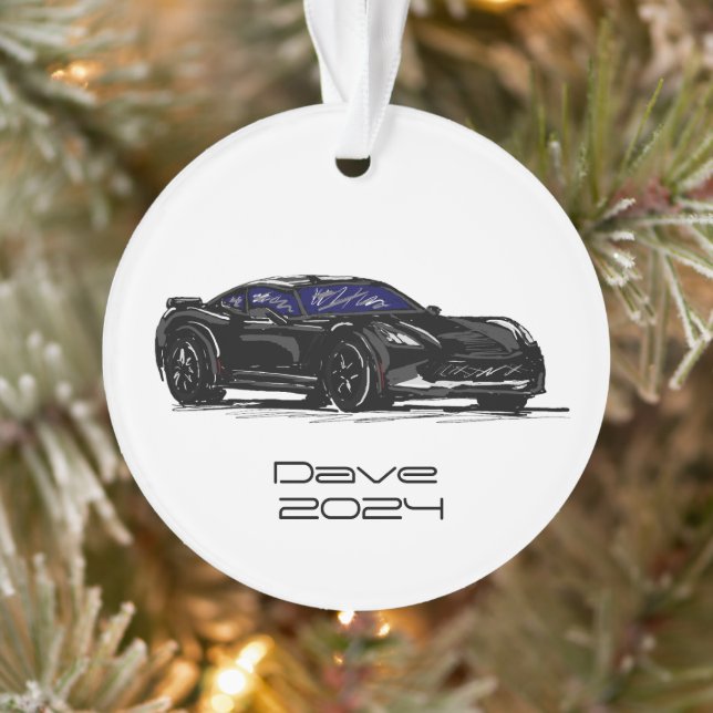 Ornamento C7 Corvette Sports Car Black Hand Drake (Árvore)