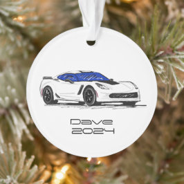 Ornamento C7 Corvette Sports Car White Sketch Desenho