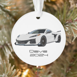 Ornamento C8 Corvette Sports Car White Mão Desenhada