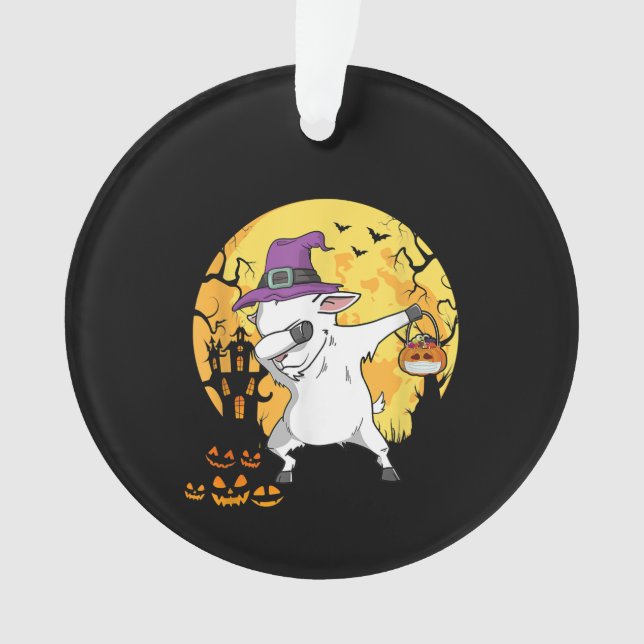 Ornamento Cabra Dabbing Bruxa Pumpkin Cachorro Engraçado Hal (Frente)