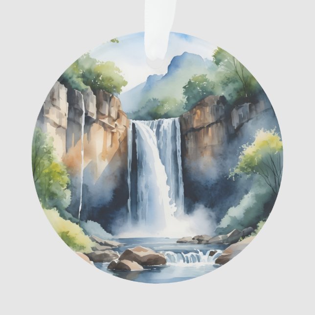 Ornamento Cachoeira pintada à aquarela (Frente)