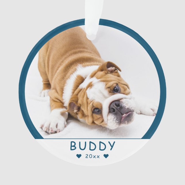 Ornamento Cachorro Azul ou Pet Foto (Frente)