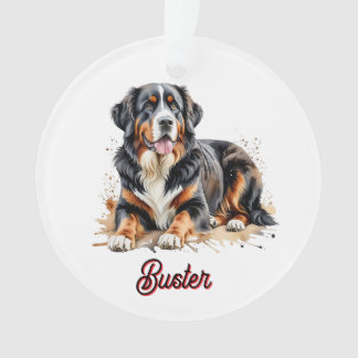 Ornamento Cachorro Bernese Mountain Aquarela Marrom Personal