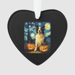 Ornamento Cachorro Border Collie Fofo Abóbora de Halloween P