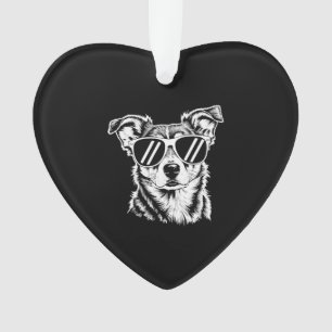Ornamento Cachorro Border Collie Usando Óculos de Sol Pet Vi