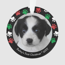 Ornamento Cachorro Cachorro Cachorro Pawprints Red Green