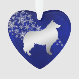 Ornamento Cachorro Collie Floco de Neve Azul