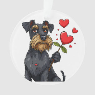Ornamento Cachorro de Desenho Animado com Flor de Coração Pr