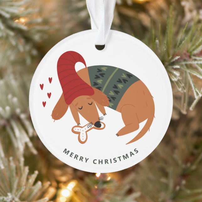 Ornamento Cachorro de Natal Bonito Personalizado Dois Lados (Árvore)