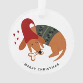 Ornamento Cachorro de Natal Bonito Personalizado Dois Lados