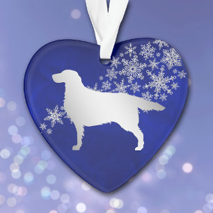 Ornamento Cachorro de Neve Azul Silver Snowflater