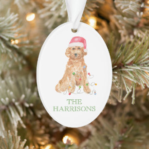 Ornamento Cachorro de Papais noeis de Natal com Aquarela