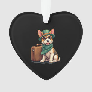 Ornamento Cachorro Divertido Viajar com Gráfico de Mala para