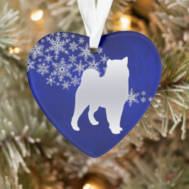 Ornamento Cachorro Malamute Floco de Neve Azul