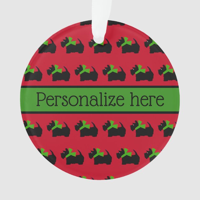 Ornamento Cachorro Scottie de Natal Personalizado (Frente)