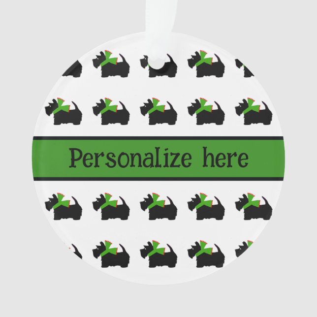 Ornamento Cachorro Scotty da Xadrez Personalizada (Frente)