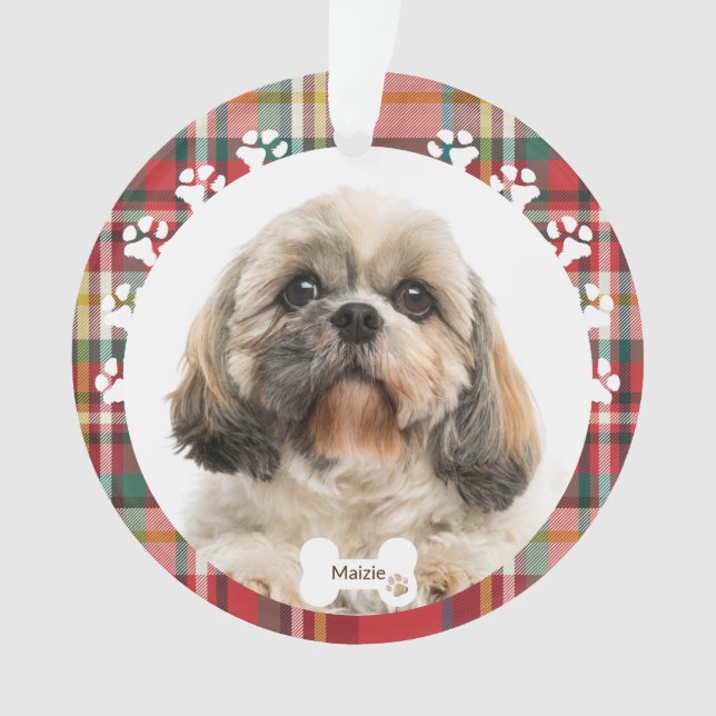 Ornamento Cachorro Shih Tzu Personalizado Foto do Pet Natal  (Frente)
