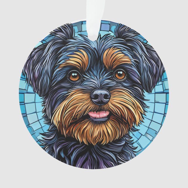 Ornamento Cachorro Terrier Preto e Marrom (Frente)