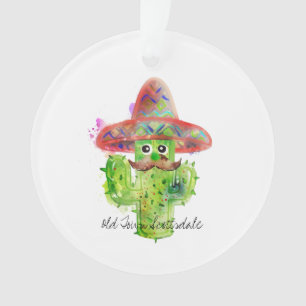Ornamento Cactus Art Mustache Sombrero Olhos TEXTO DIVERTIDO