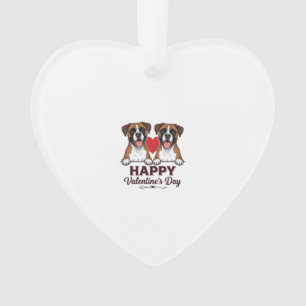 Ornamento Cães Boxer Feliz Dia dos Namorados Vintage