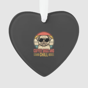 Ornamento Cães de Café e Pug Retro Chill