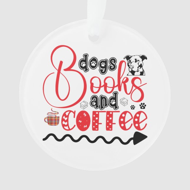 Ornamento Cães, Livros e Café (Frente)