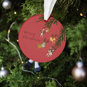 Ornamento Cães Rena Gostosos Ilustração de Natal