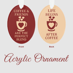 Ornamento Café e amigos adoram corações burgundy