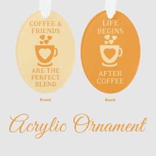 Ornamento Café e amigos adoram corações laranja