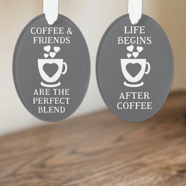Ornamento Café e amigos amam corações cinza (Criador carregado)
