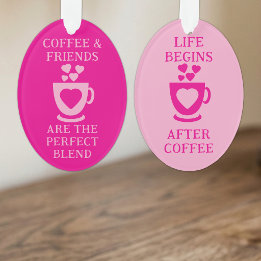 Ornamento Café e amigos amam corações rosa