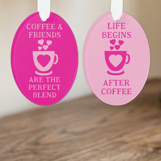 Ornamento Café e amigos amam corações rosa (Criador carregado)