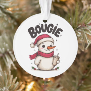 Ornamento Café Gelado com Chapéu de Papai Noel Homem de Neve