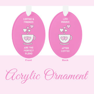 Ornamento Cafeína ama corações para amante de café rosa