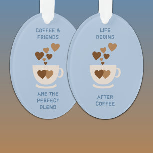 Ornamento Cafeine ama corações para o café azul