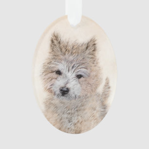 Ornamento Cairn Terrier Puppy Painting - Arte Original De C
