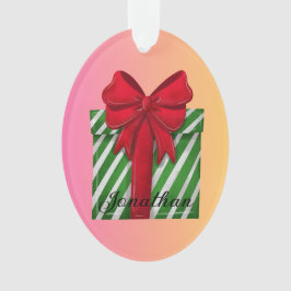 Ornamento Caixa de Natal listrada personalizada moderna