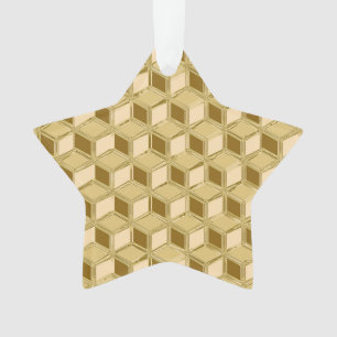 Ornamento Caixas de 3 d crômio - de cor dourada