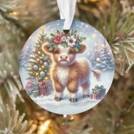 Ornamento Calf with Holly Crown & Tree Glow